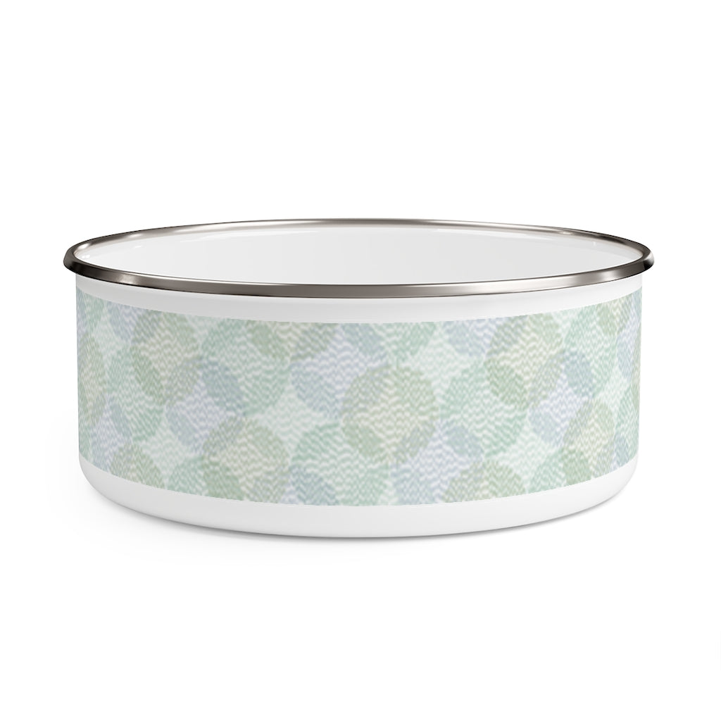 Stitch Circle Overlay Enamel Bowl in Aqua