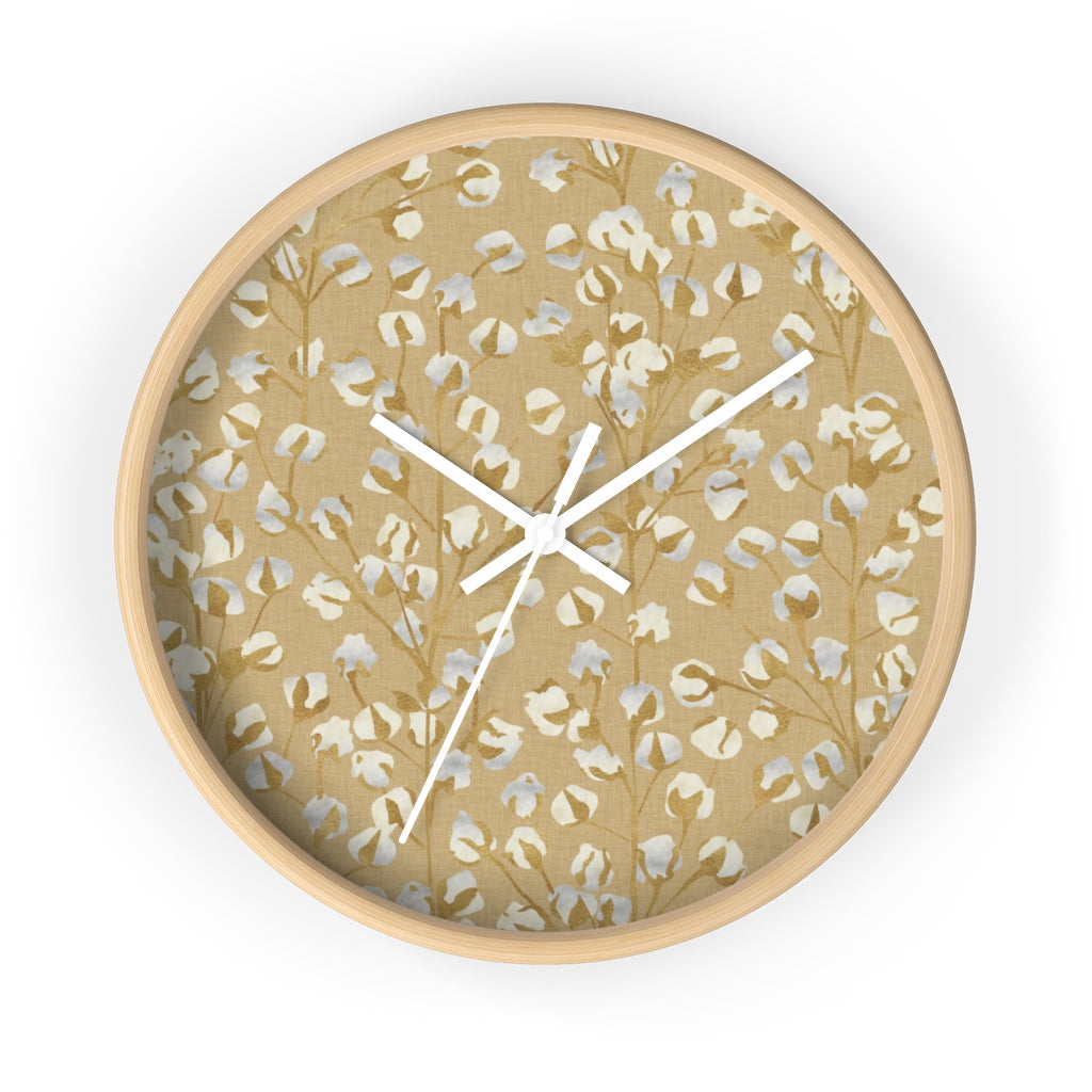 Cotton Branch Wall Clock in Gold