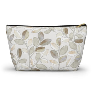 Cherry Plum Leaves Accessory Pouch w T-bottom in Brown