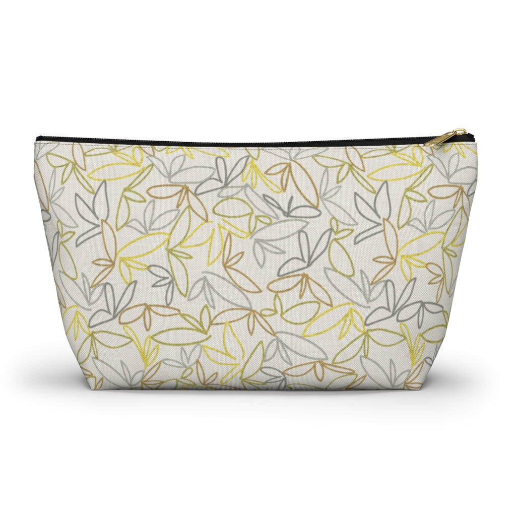 Sketch Leaf Accessory Pouch w T-bottom in Yellow