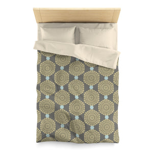 Lace Hexagon Microfiber Duvet Cover in Tan