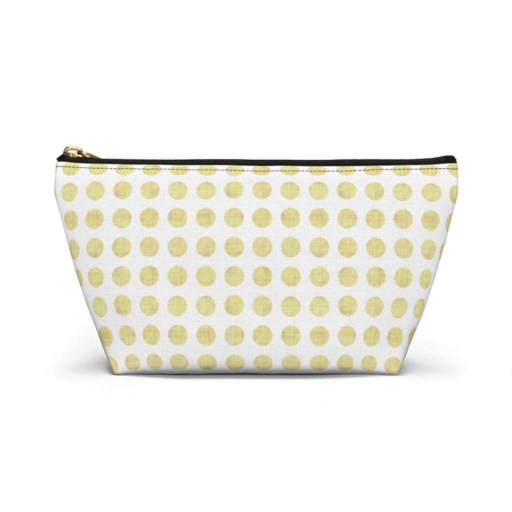 Textured Polka Dots Accessory Pouch w T-bottom in Yellow