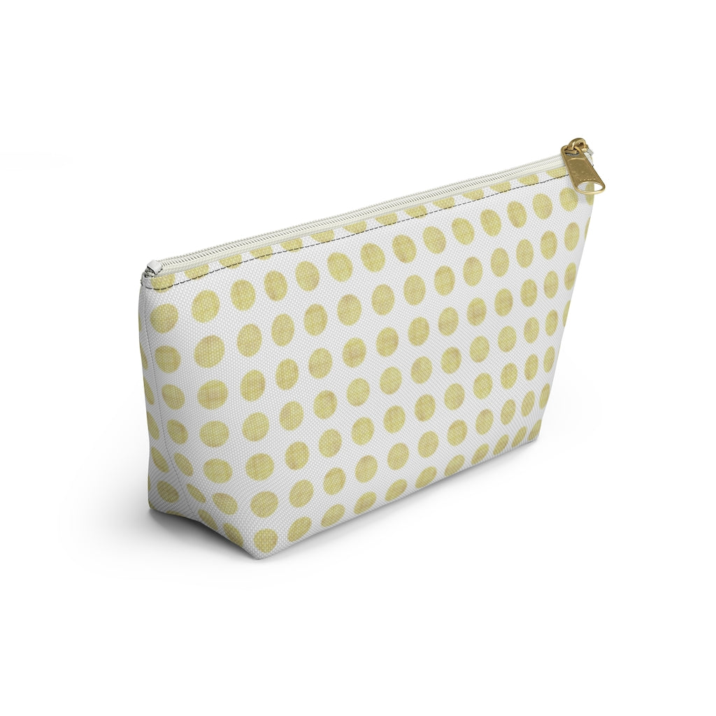 Textured Polka Dots Accessory Pouch w T-bottom in Yellow