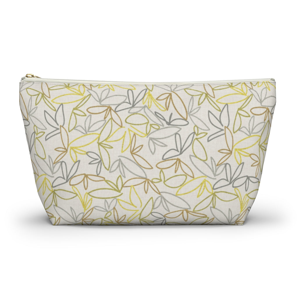 Sketch Leaf Accessory Pouch w T-bottom in Yellow