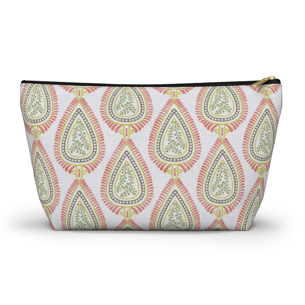 Teardrop Accessory Pouch w T-bottom in Coral