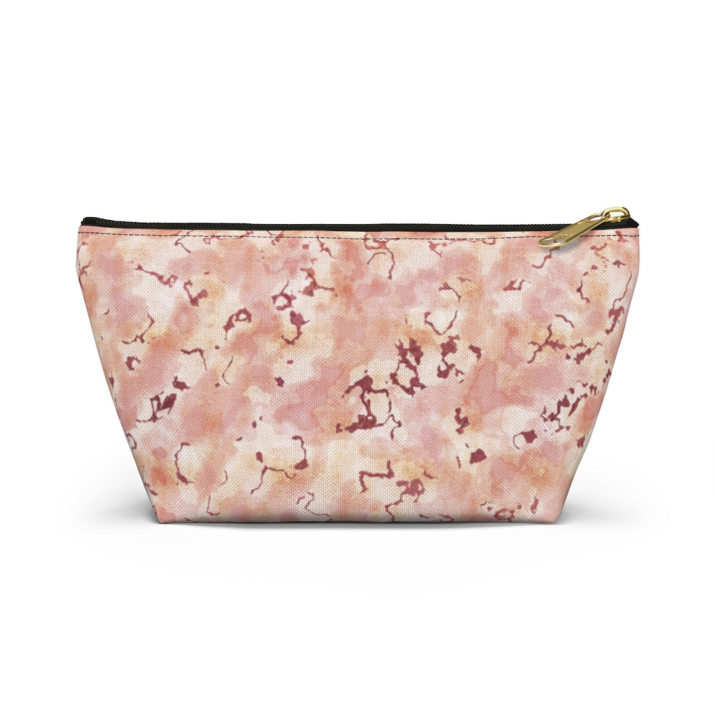 Carrara Marble Accessory Pouch w T-bottom in Pink