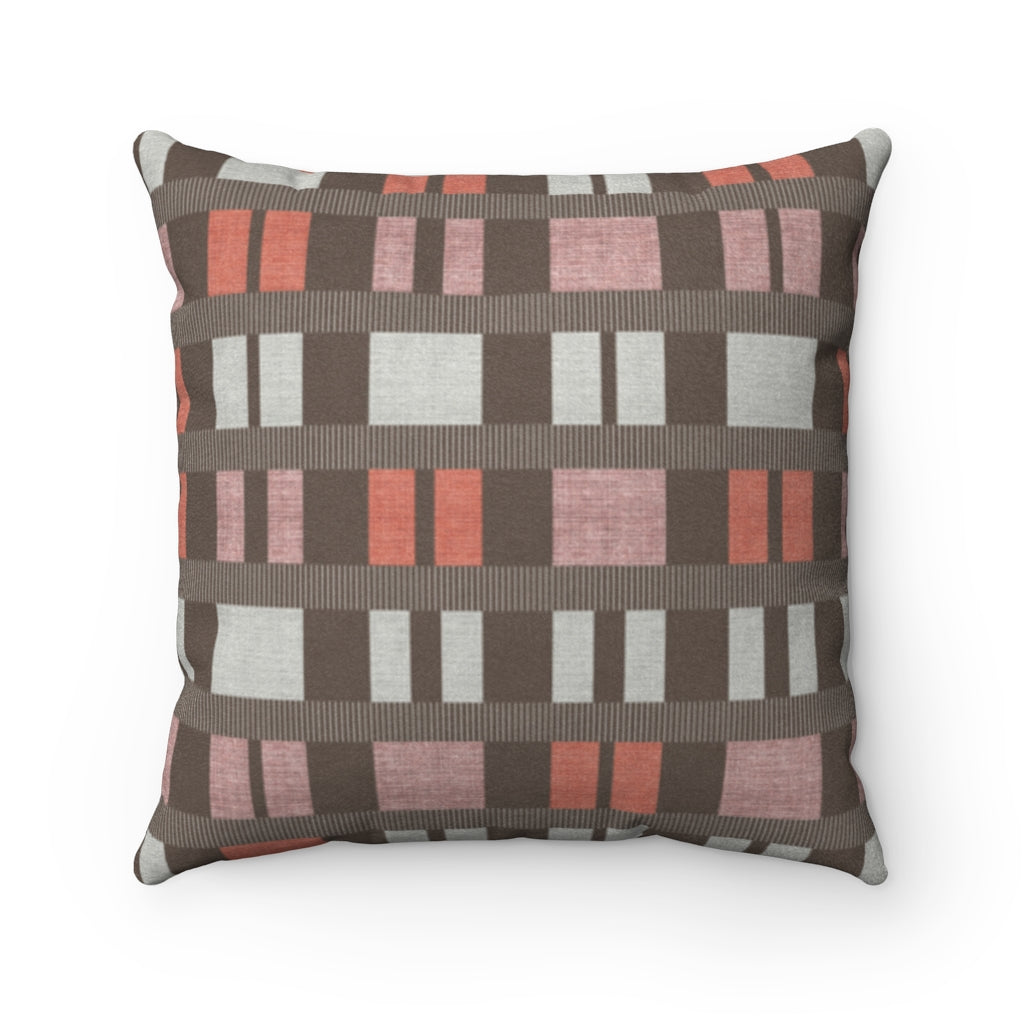 Clerestory Mid Century Modern Square Throw Pillow in Pink