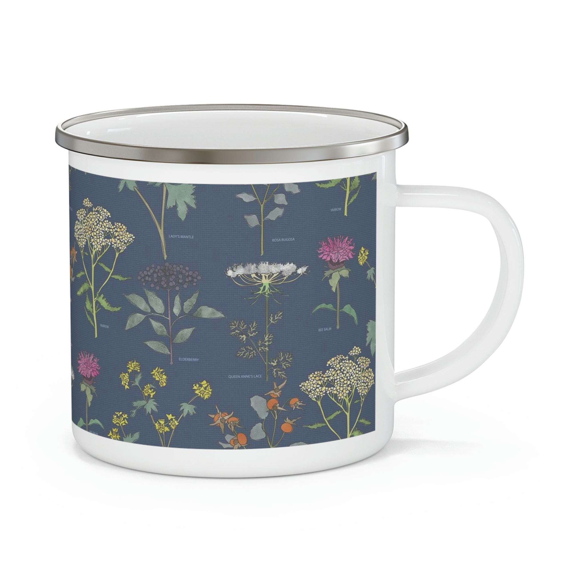 Healing Herbs Enamel Mug in Navy