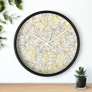 Sketch Leaf Wall Clock in Yellow
