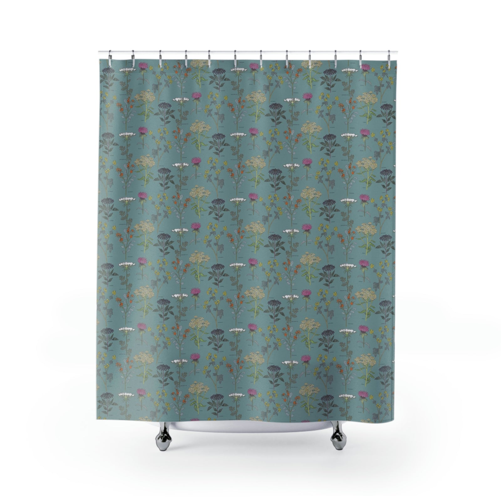 Healing Herbs Shower Curtain in Aqua
