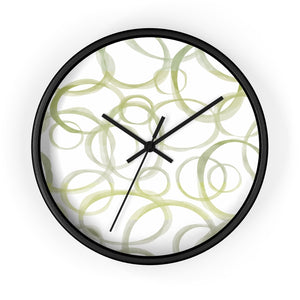 Watercolor Rings Wall Clock in Green