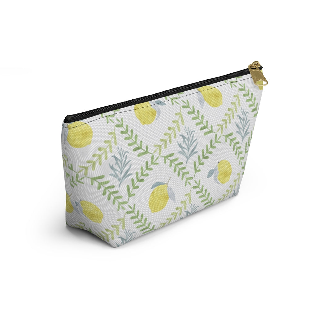 Lemon Tile Accessory Pouch w T-bottom in Green