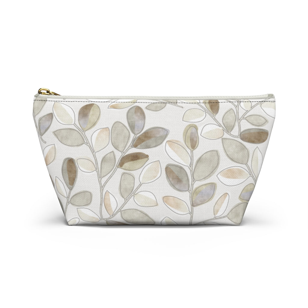 Cherry Plum Leaves Accessory Pouch w T-bottom in Brown