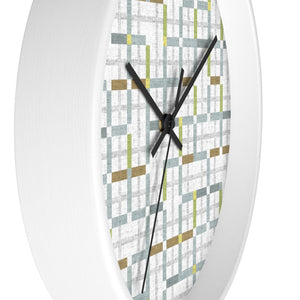 Modern Tartan Wall Clock in Aqua