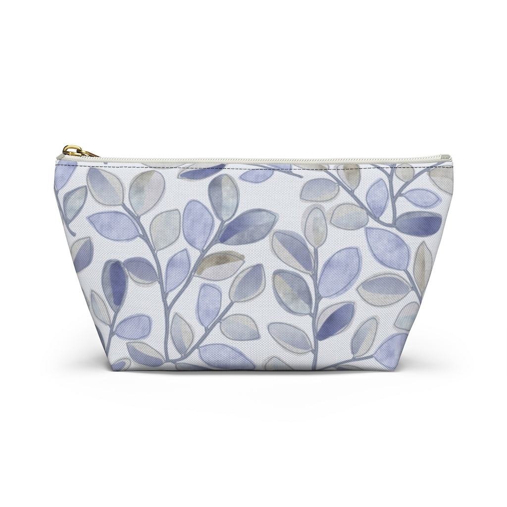Cherry Plum Leaves Accessory Pouch w T-bottom in Blue