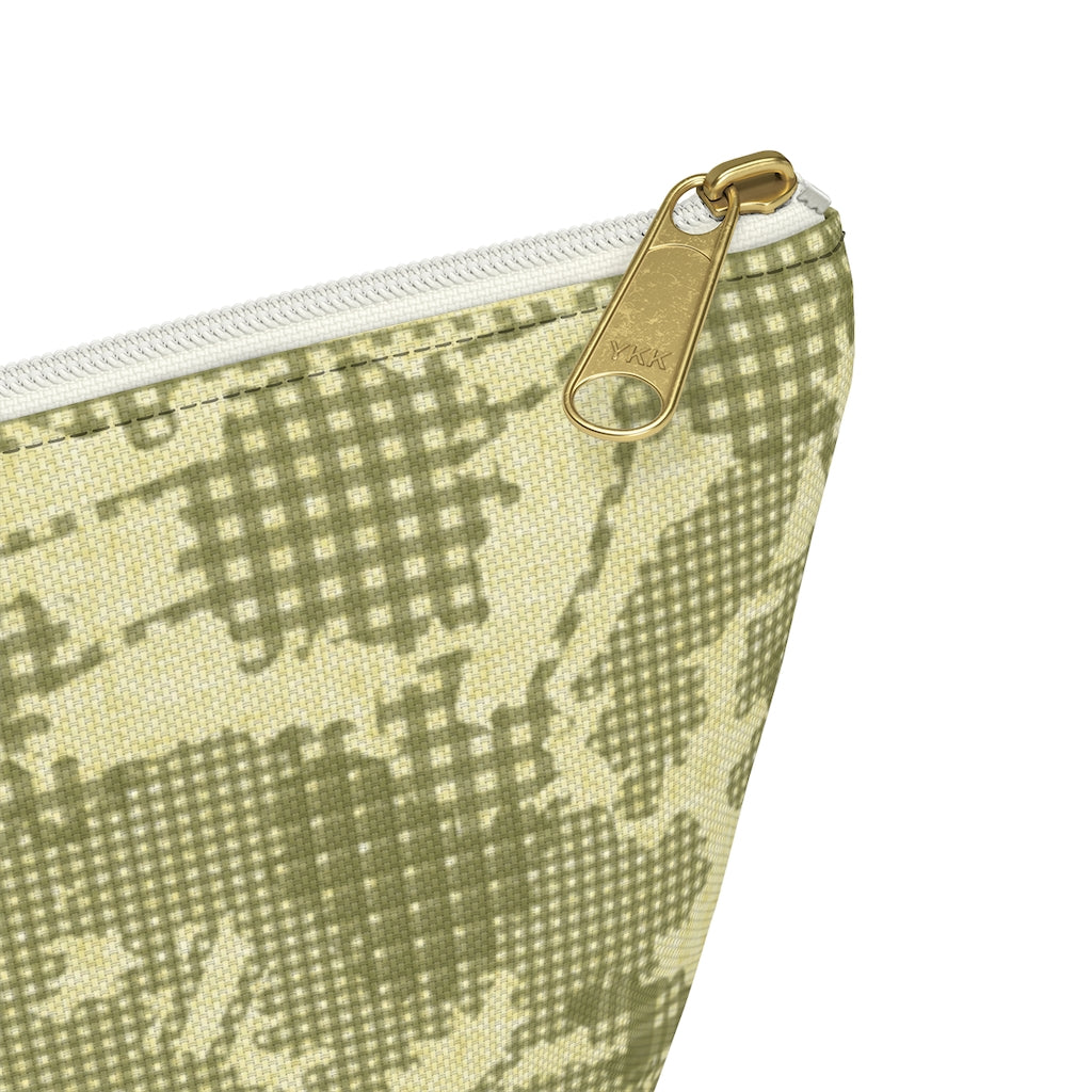 Floral Plaid Accessory Pouch w T-bottom in Green