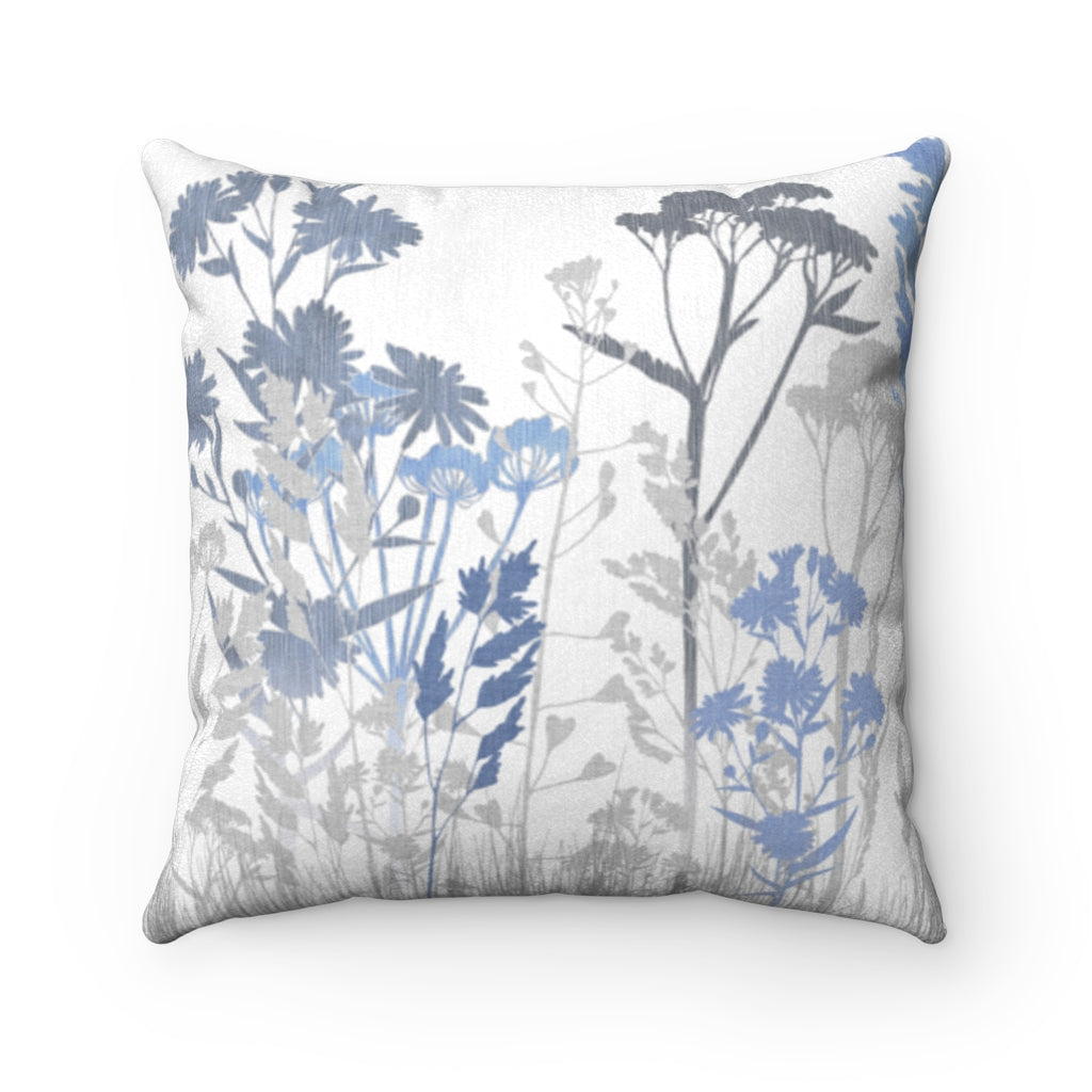 Springtime Square Throw Pillow in Blue