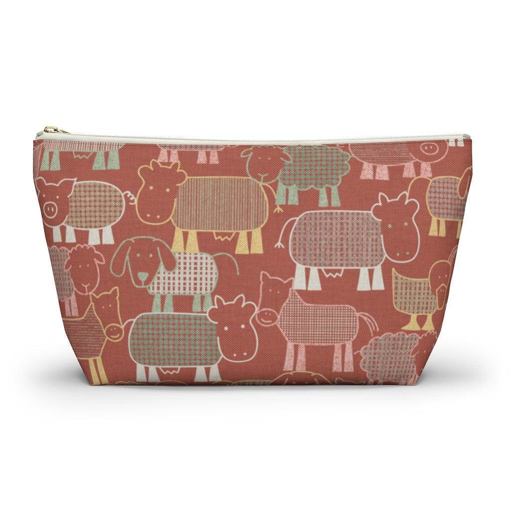 Animal Farm Accessory Pouch w T-bottom in Pink