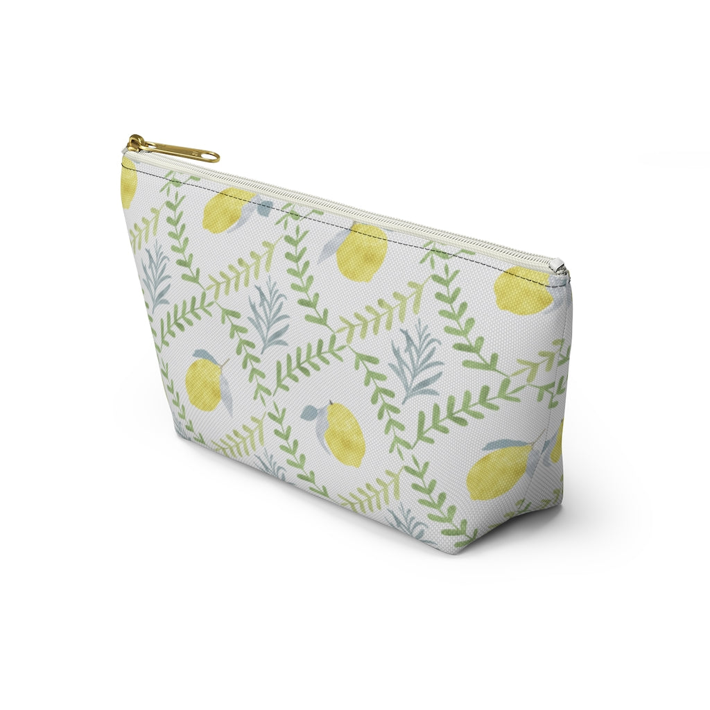 Lemon Tile Accessory Pouch w T-bottom in Green