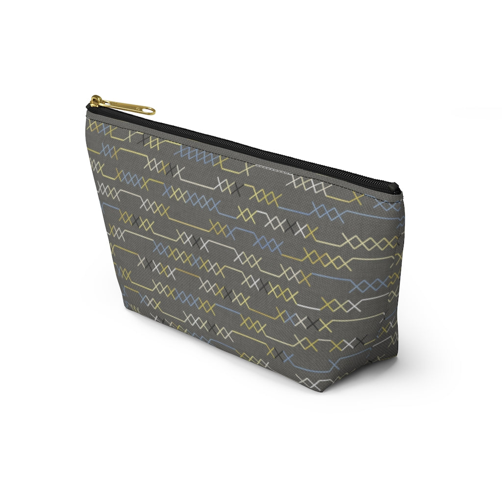 Santa Fe Stitch Accessory Pouch w T-bottom in Gray