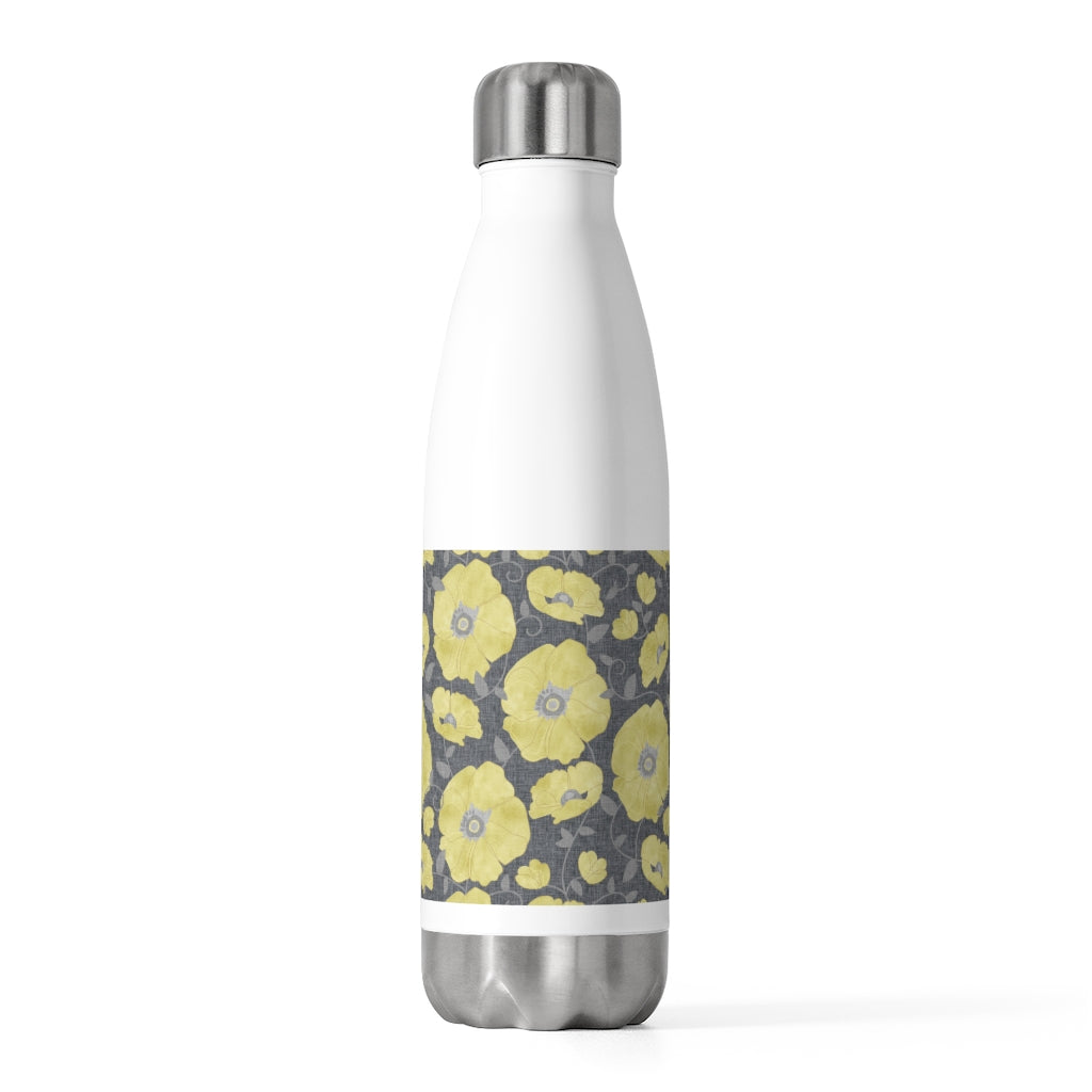 Floral Poppies 20oz Insulated Bottle in Yellow
