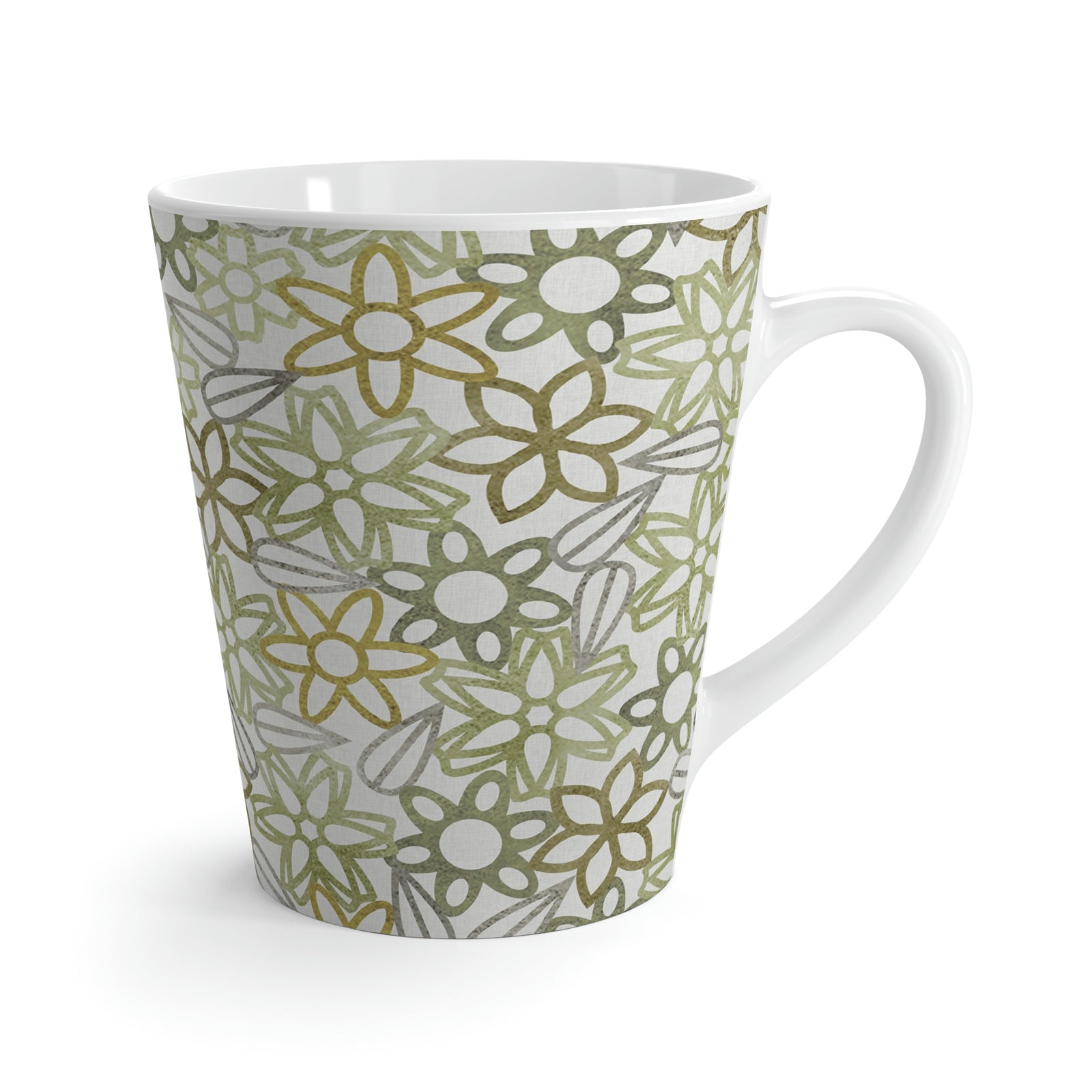 Floral Lace with Leaves Latte Mug in Green