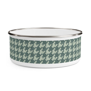 Textured Houndstooth Enamel Bowl in Green