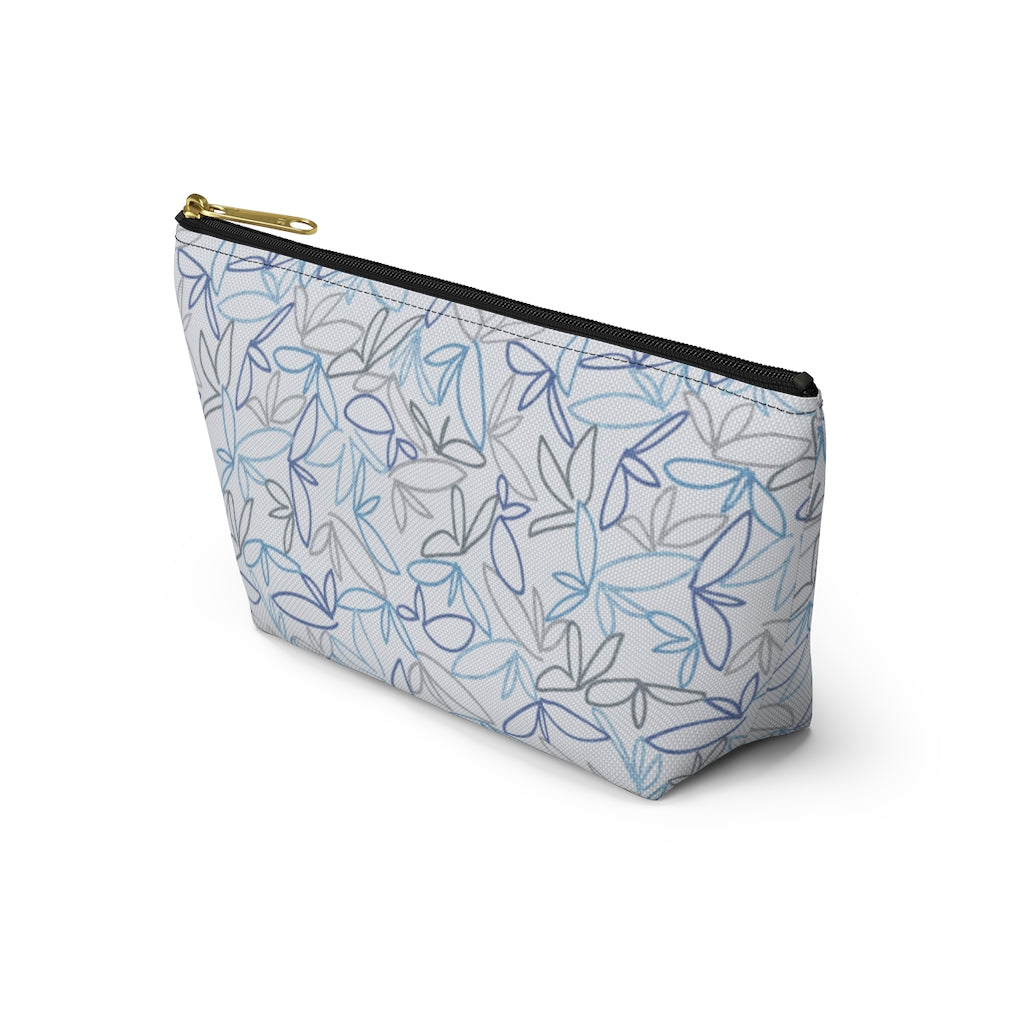 Sketch Leaf Accessory Pouch w T-bottom in Blue