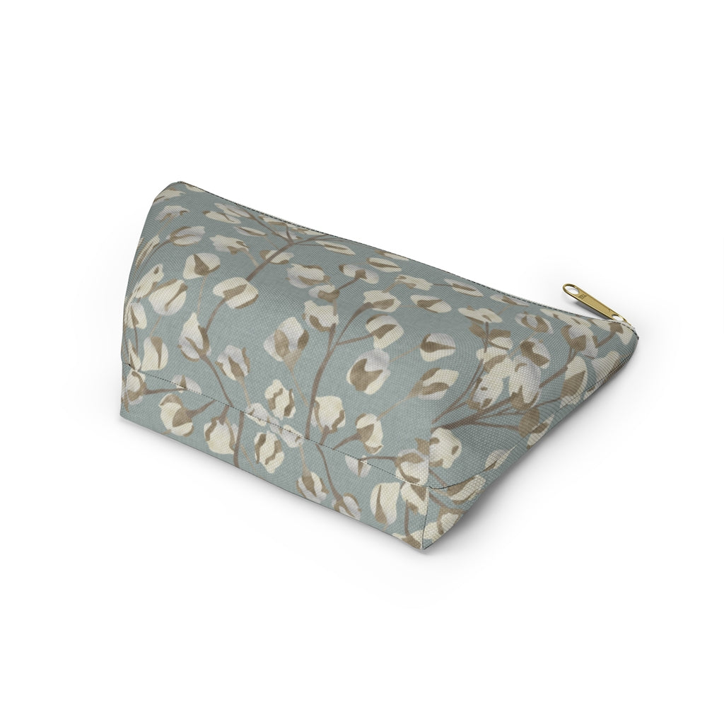 Cotton Branch Accessory Pouch w T-bottom in Aqua