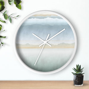 Watercolor Mountains Wall Clock in Aqua