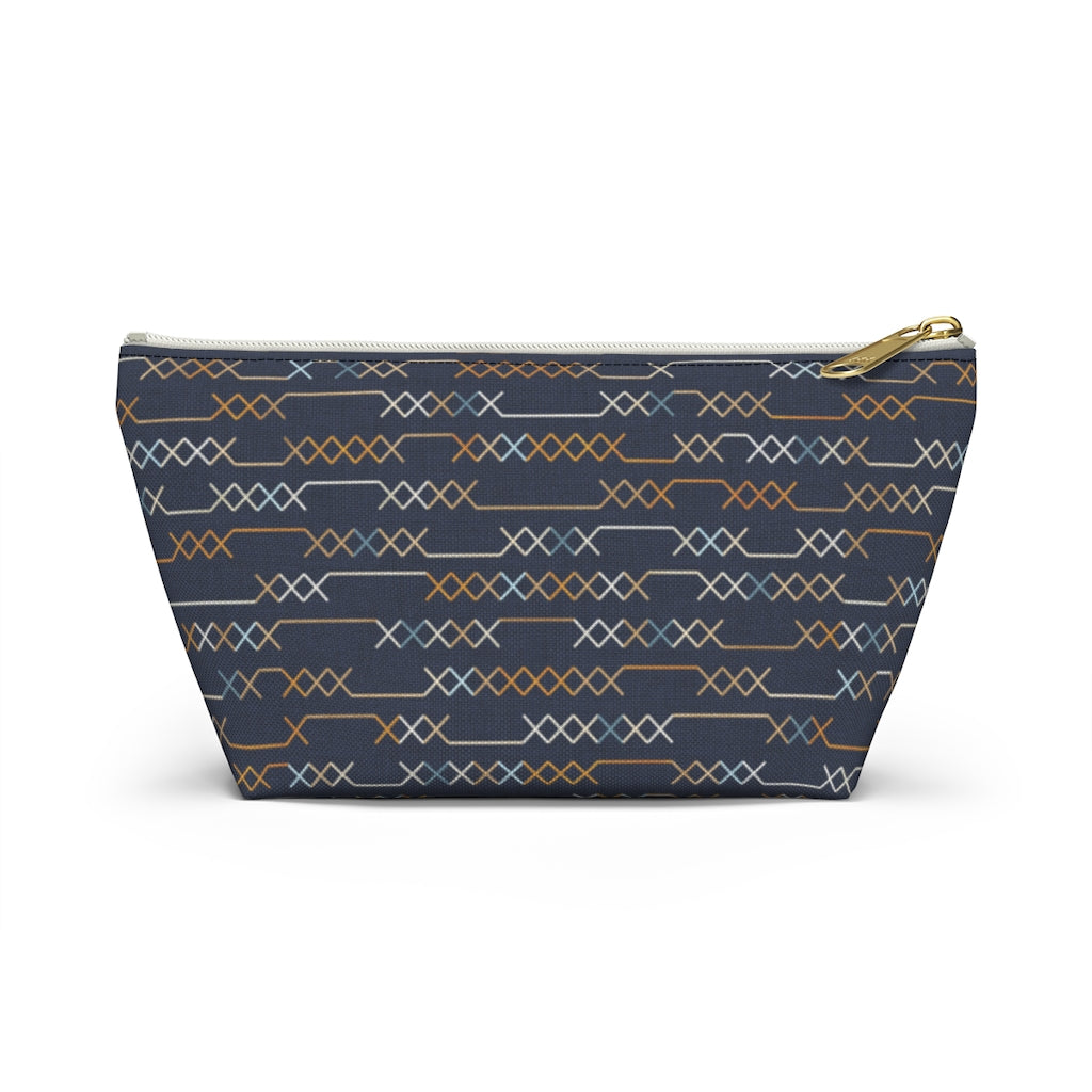 Santa Fe Stitch Accessory Pouch w T-bottom in Navy