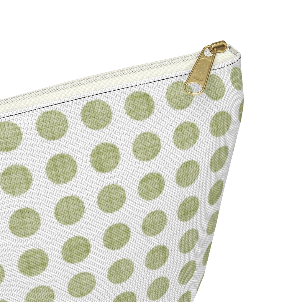 Textured Polka Dots Accessory Pouch w T-bottom in Green