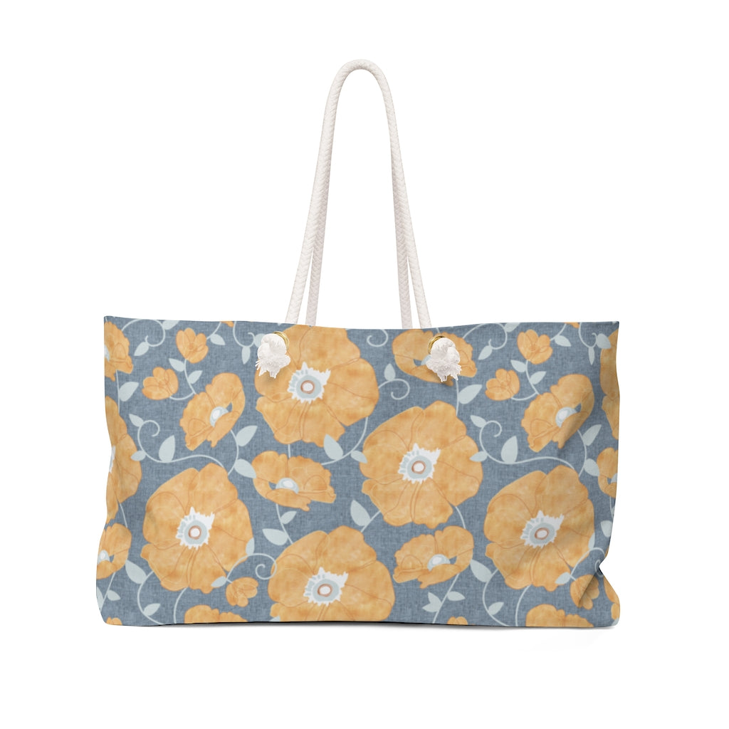 Floral Poppies Weekender Bag in Orange