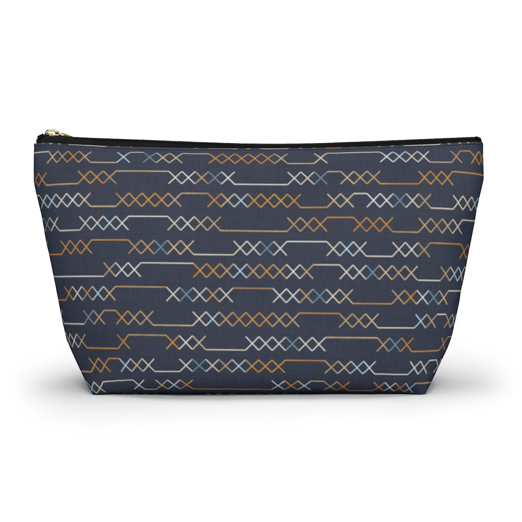 Santa Fe Stitch Accessory Pouch w T-bottom in Navy