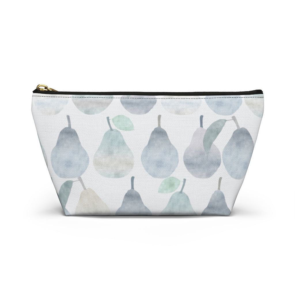 Watercolor Pears Accessory Pouch w T-bottom in Light Blue