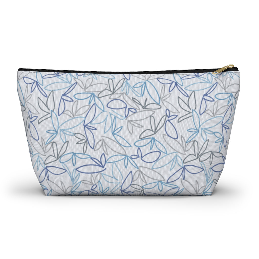 Sketch Leaf Accessory Pouch w T-bottom in Blue