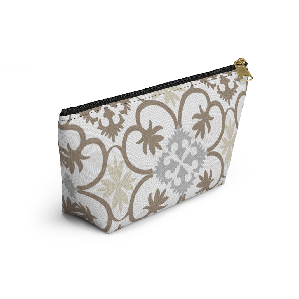 Portugal Tile Accessory Pouch w T-bottom in Brown