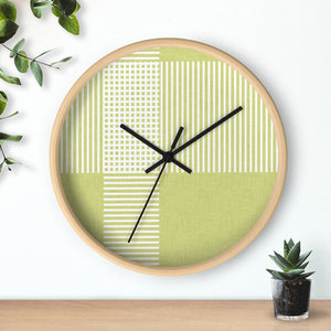 Circle Plaid Wall Clock in Lime