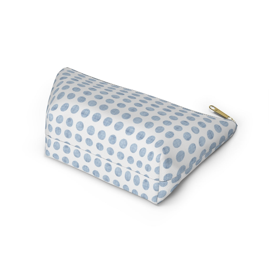 Textured Polka Dots Accessory Pouch w T-bottom in Aqua