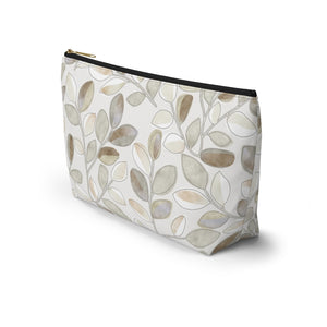 Cherry Plum Leaves Accessory Pouch w T-bottom in Brown