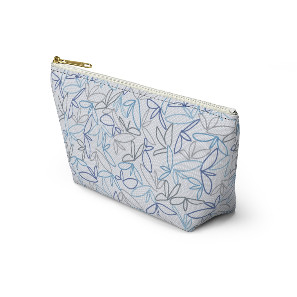 Sketch Leaf Accessory Pouch w T-bottom in Blue