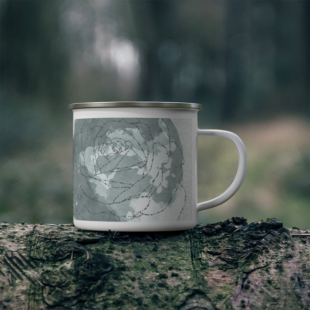 Decipher Code Enamel Mug in Aqua