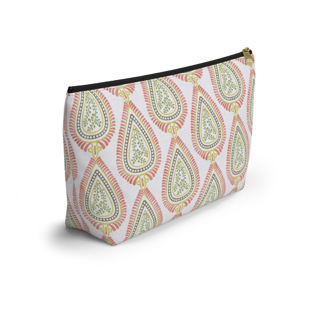Teardrop Accessory Pouch w T-bottom in Coral