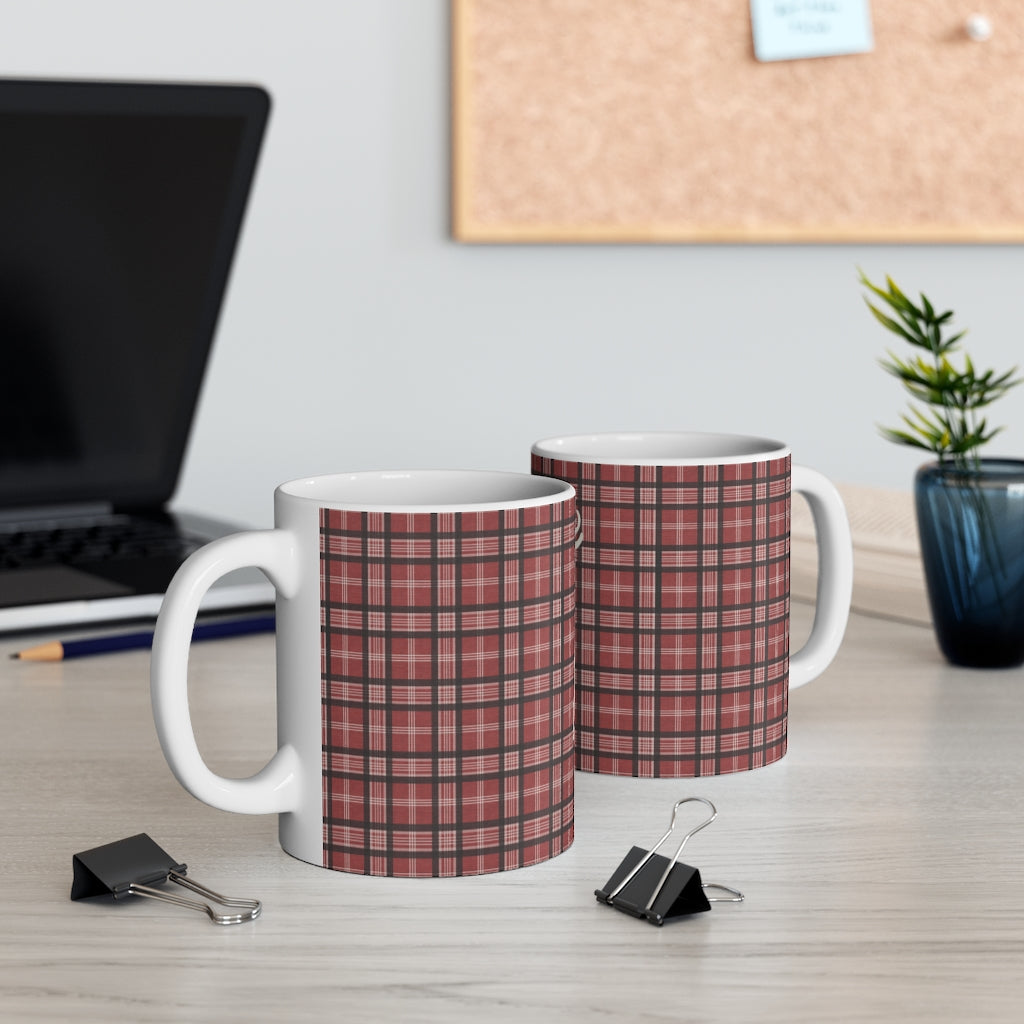 Plaid Deer Mug in Red
