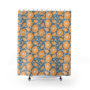 Floral Poppies Shower Curtain in Orange