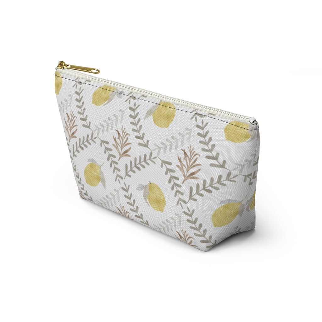 Lemon Tile Accessory Pouch w T-bottom in Gray