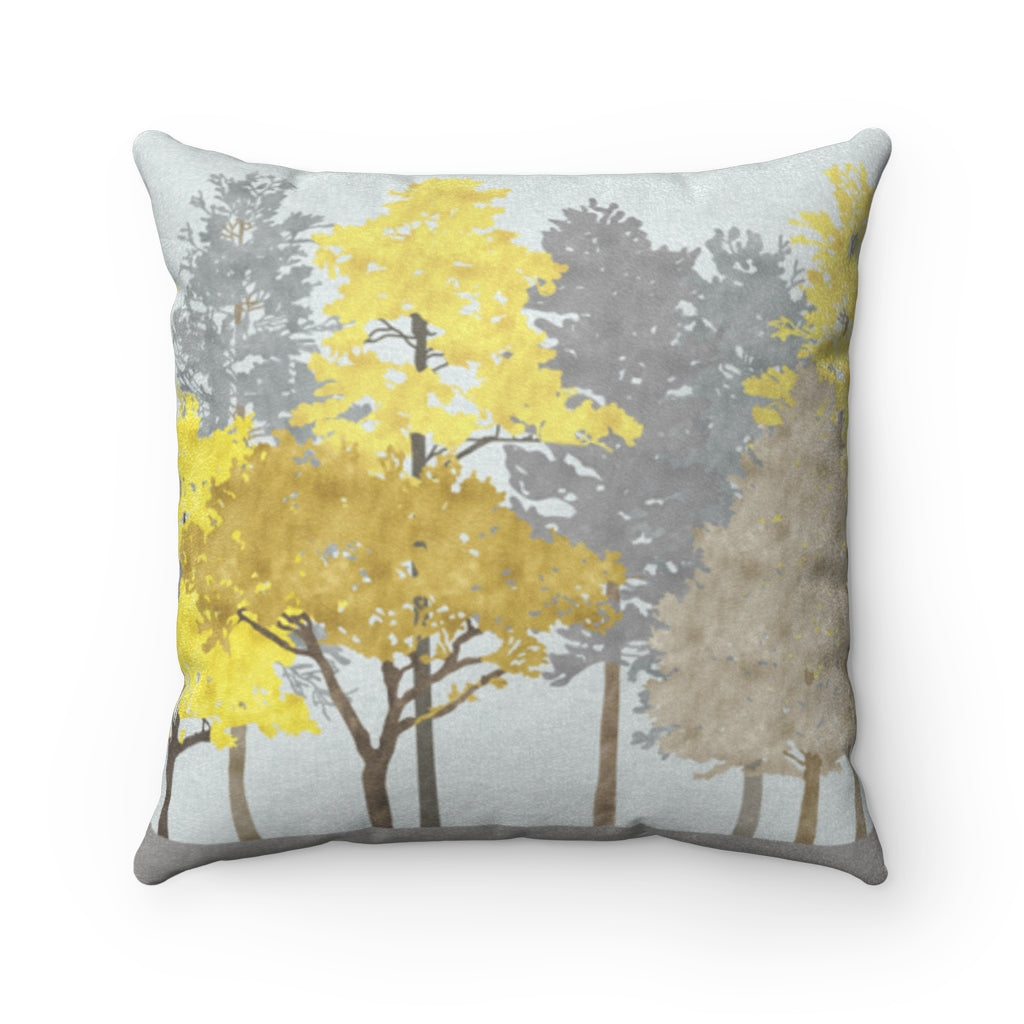 Walk in the Woods Square Throw Pillow in Gold