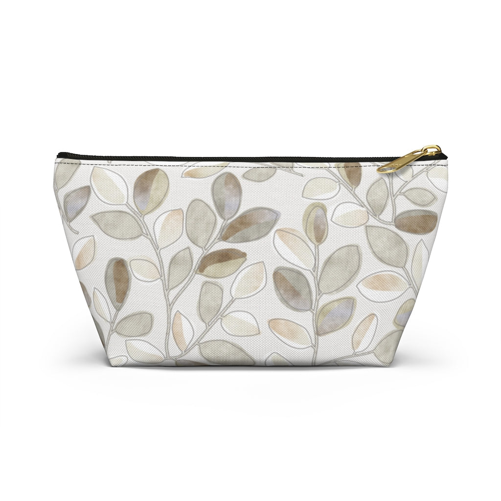 Cherry Plum Leaves Accessory Pouch w T-bottom in Brown