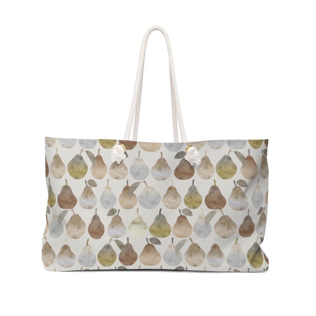 Watercolor Pears Weekender Bag in Brown