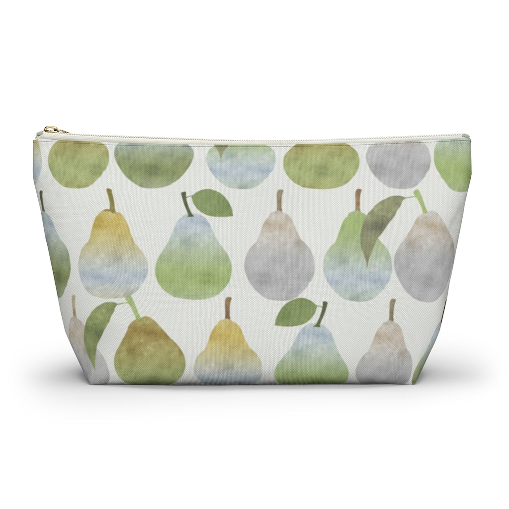 Watercolor Pears Accessory Pouch w T-bottom in Green